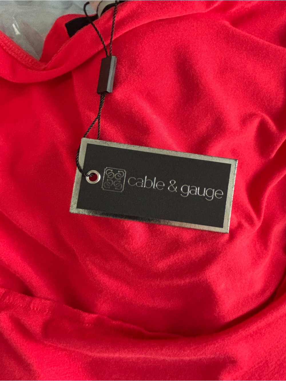 Cable & Gauge Red Cold-Shoulder Tank Top with Ring Strap Detail - Picture 12 of 15